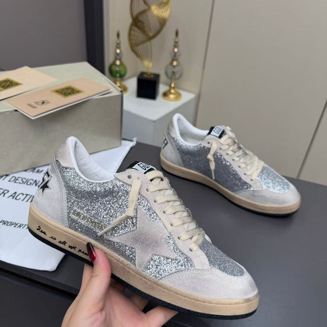 GOLDEN GOOSE 2026 SUPERSTAR GLITTER STAR SNEAKER IN SILVER