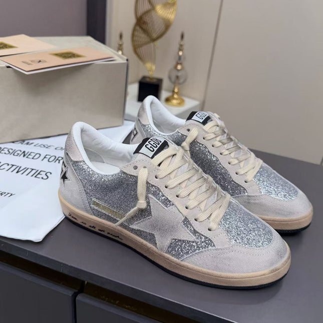 GOLDEN GOOSE 2026 SUPERSTAR GLITTER STAR SNEAKER IN SILVER