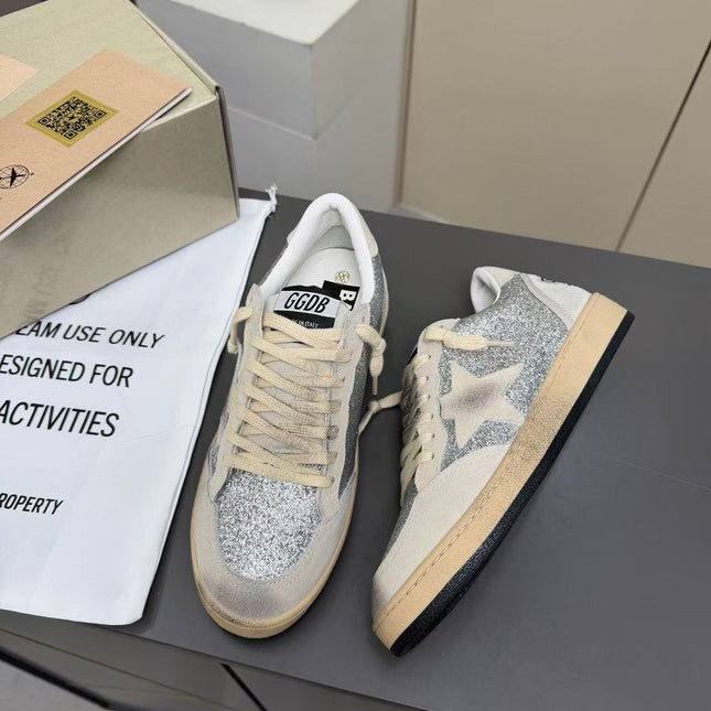 GOLDEN GOOSE 2026 SUPERSTAR GLITTER STAR SNEAKER IN SILVER