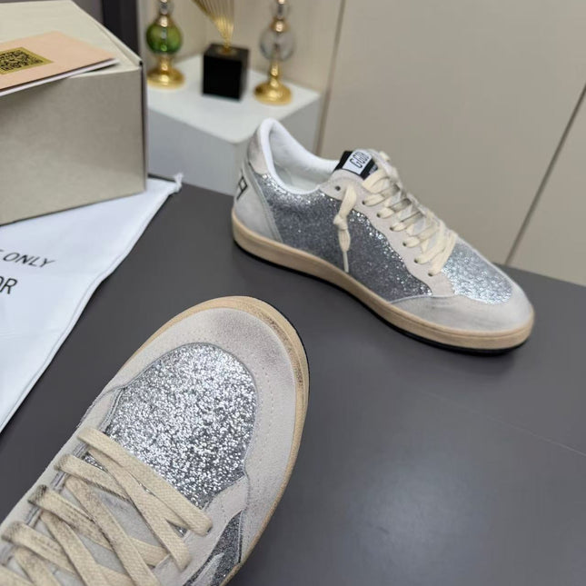 GOLDEN GOOSE 2026 SUPERSTAR GLITTER STAR SNEAKER IN SILVER