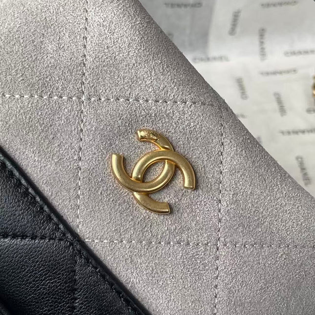 CHANEL 26S MINI BUCKET BAG IN BEIGE BLACK CAVIAR LEATHER