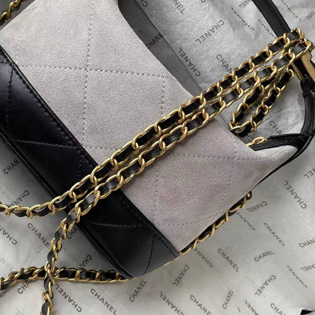 CHANEL 26S MINI BUCKET BAG IN BEIGE BLACK CAVIAR LEATHER
