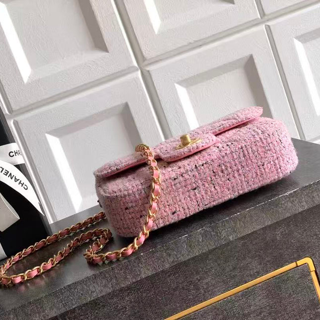 CHANEL 26S MINI COCO TOP HANDLE BAG IN BLUSH PINK TWEED