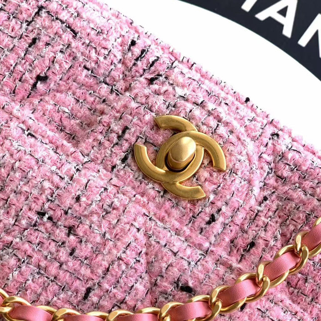 CHANEL 26S MINI COCO TOP HANDLE BAG IN BLUSH PINK TWEED