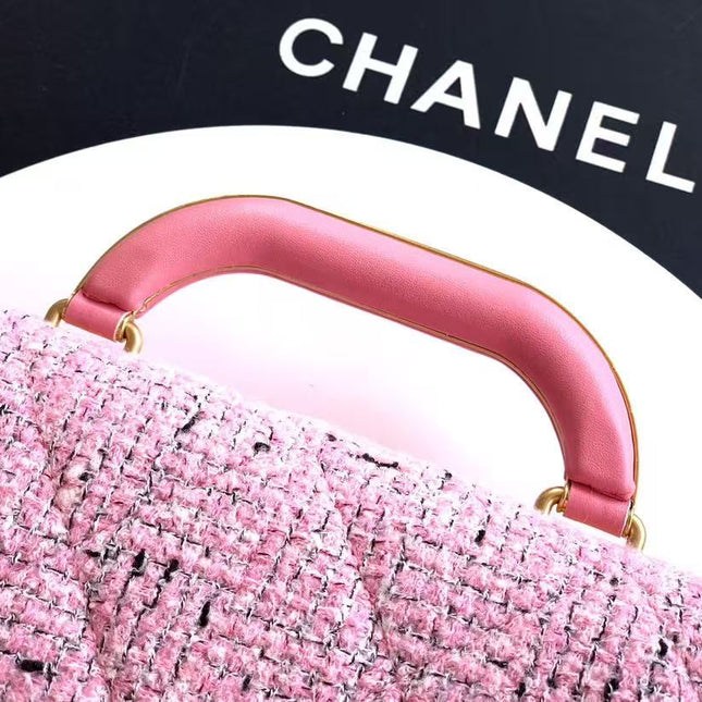 CHANEL 26S MINI COCO TOP HANDLE BAG IN BLUSH PINK TWEED