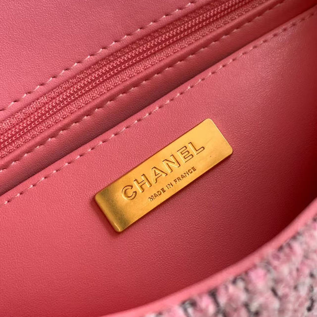 CHANEL 26S MINI COCO TOP HANDLE BAG IN BLUSH PINK TWEED