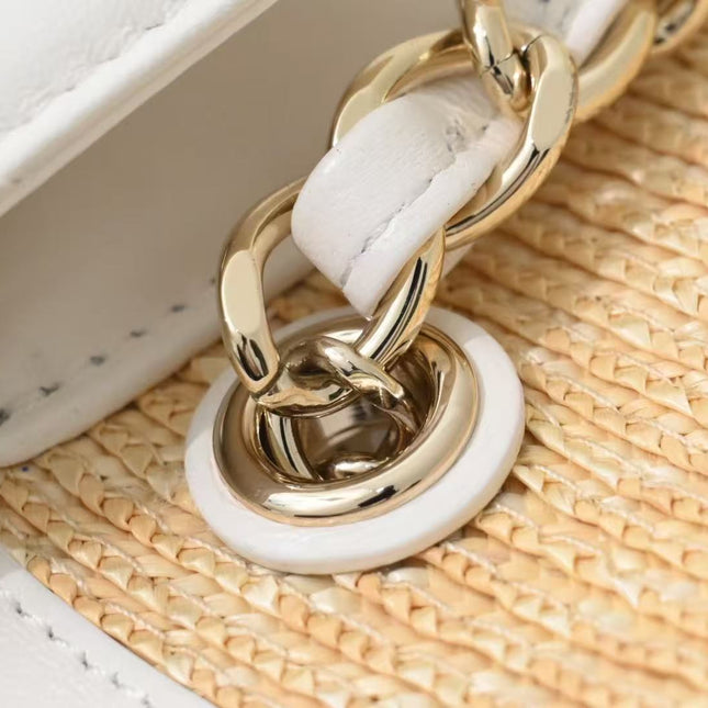 CHANEL 26S TOTE BAG IN NATURAL & WHITE RAFFIA AND LAMBSKIN