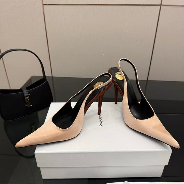 YSL DEROCHE 110 CREPE SATIN SLINGBACK PUMPS