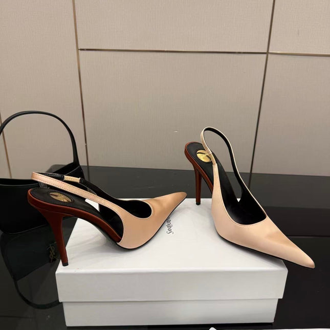 YSL DEROCHE 110 CREPE SATIN SLINGBACK PUMPS