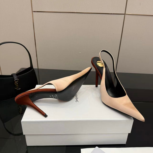 YSL DEROCHE 110 CREPE SATIN SLINGBACK PUMPS
