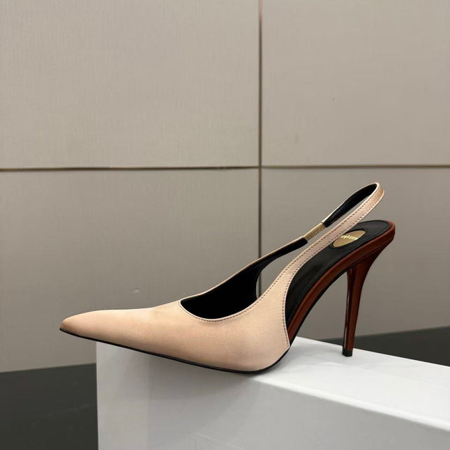 YSL DEROCHE 110 CREPE SATIN SLINGBACK PUMPS