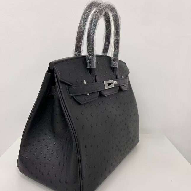 HM 25S BIRKIN 35 CM IN BLACK OSTRICH WITH SILVER PALLADIUM HARDWARE
