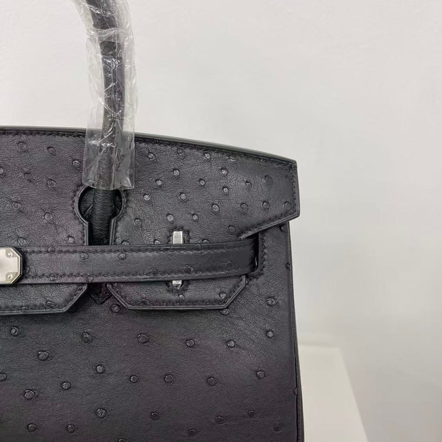 HM 25S BIRKIN 35 CM IN BLACK OSTRICH WITH SILVER PALLADIUM HARDWARE