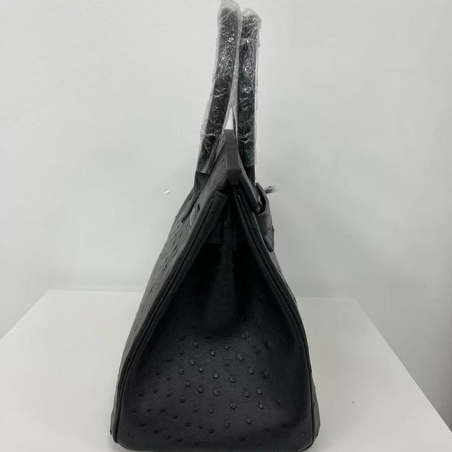 HM 25S BIRKIN 35 CM IN BLACK OSTRICH WITH SILVER PALLADIUM HARDWARE