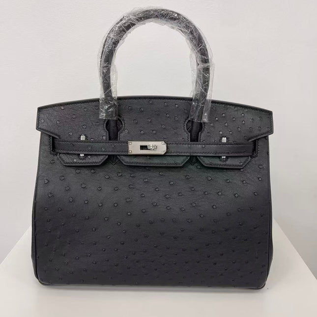HM 25S BIRKIN 35 CM IN BLACK OSTRICH WITH SILVER PALLADIUM HARDWARE