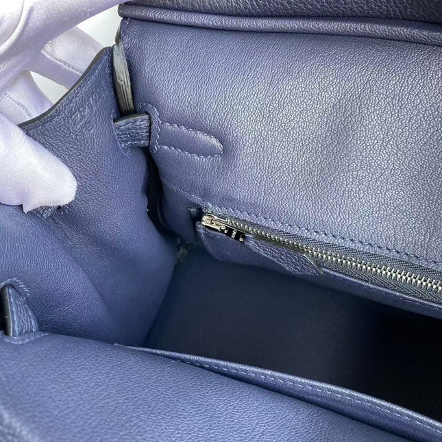 HM BIRKIN 30 BAG IN NAVY BLUE CALFSKIN SILVER HARDWARE