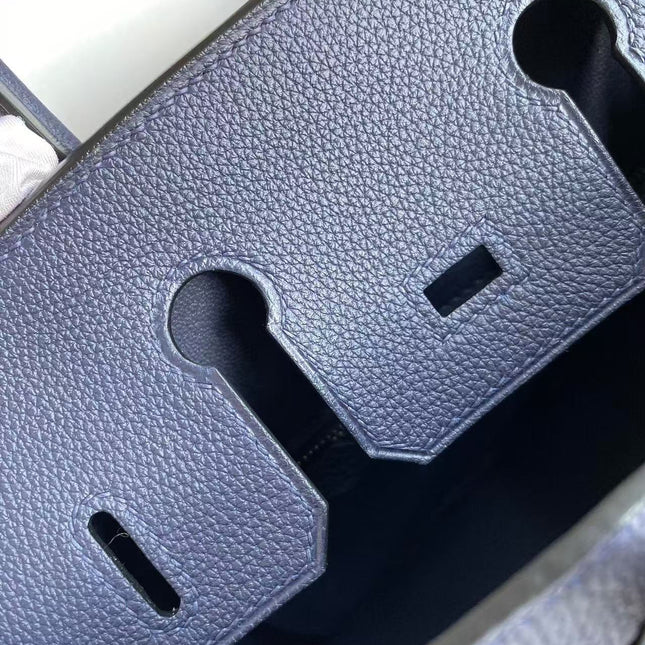 HM BIRKIN 30 BAG IN NAVY BLUE CALFSKIN SILVER HARDWARE