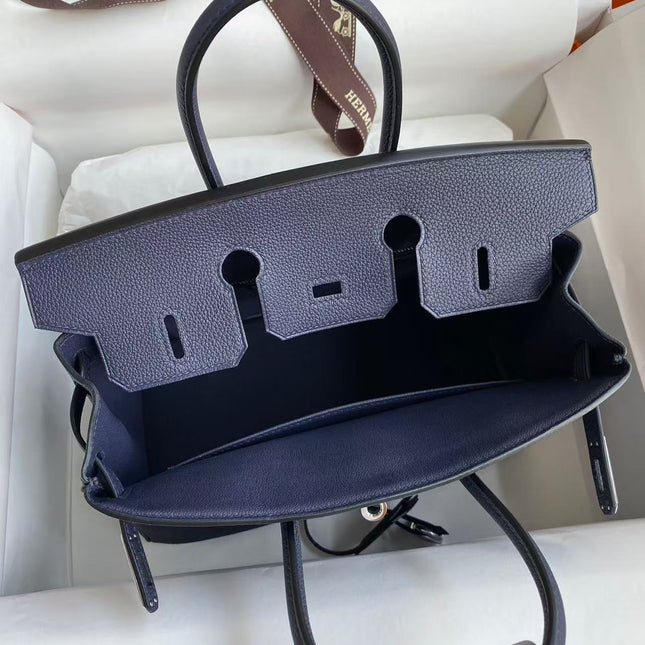 HM BIRKIN 30 BAG IN NAVY BLUE CALFSKIN SILVER HARDWARE