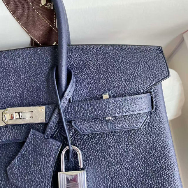 HM BIRKIN 30 BAG IN NAVY BLUE CALFSKIN SILVER HARDWARE