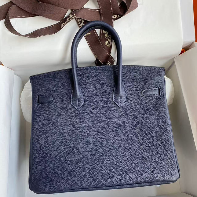 HM BIRKIN 30 BAG IN NAVY BLUE CALFSKIN SILVER HARDWARE