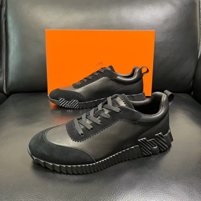 HERMES 26S TRAIL SNEAKER IN BLACK CALFSKIN LEATHER