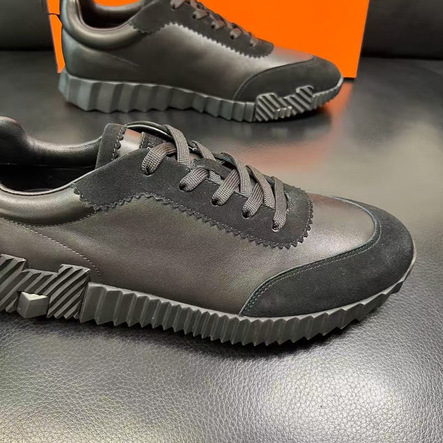 HERMES 26S TRAIL SNEAKER IN BLACK CALFSKIN LEATHER