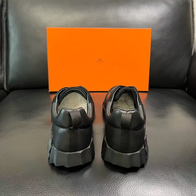 HERMES 26S TRAIL SNEAKER IN BLACK CALFSKIN LEATHER