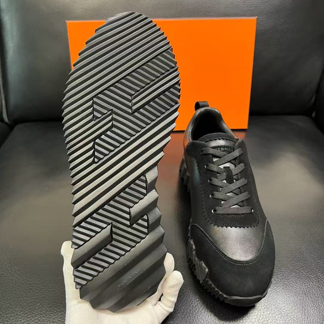 HERMES 26S TRAIL SNEAKER IN BLACK CALFSKIN LEATHER
