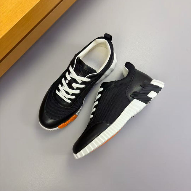 HERMES 26S TRAIL SNEAKER IN BLACK TECHNICAL FABRIC & LEATHER