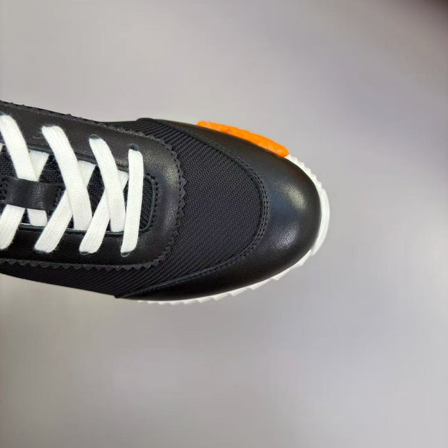 HERMES 26S TRAIL SNEAKER IN BLACK TECHNICAL FABRIC & LEATHER