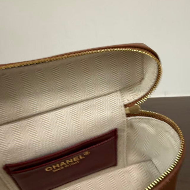 CHANEL 26S TOP HANDLE VANITY POUCH IN BROWN CALFSKIN