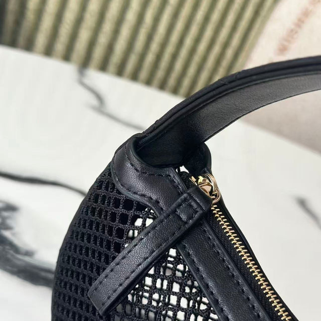CC 26S MINI HOBO BAG IN BLACK MESH AND LEATHER