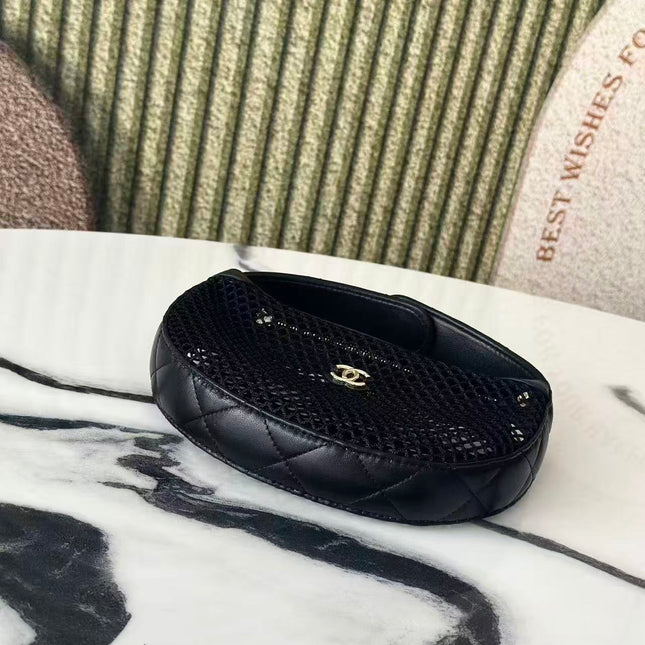 CC 26S MINI HOBO BAG IN BLACK MESH AND LEATHER
