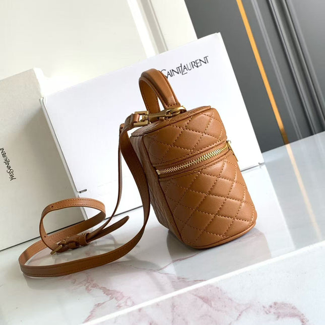 YSL 26S VANITY BAG IN TAN QUILTED LAMBSKIN LEATHER