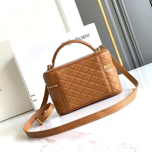 YSL 26S VANITY BAG IN TAN QUILTED LAMBSKIN LEATHER