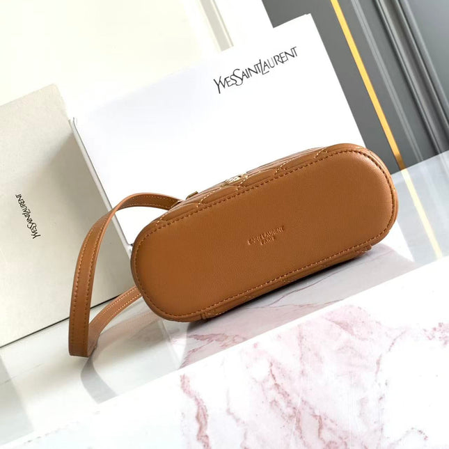 YSL 26S VANITY BAG IN TAN QUILTED LAMBSKIN LEATHER