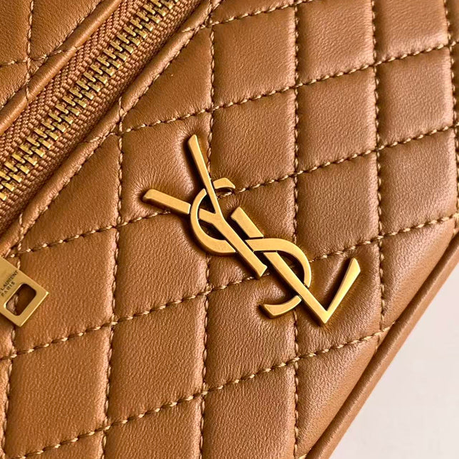 YSL 26S VANITY BAG IN TAN QUILTED LAMBSKIN LEATHER
