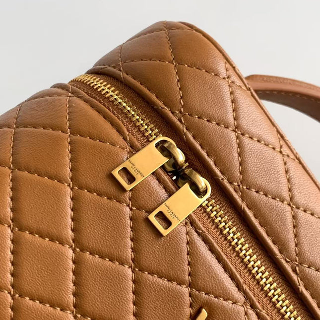 YSL 26S VANITY BAG IN TAN QUILTED LAMBSKIN LEATHER