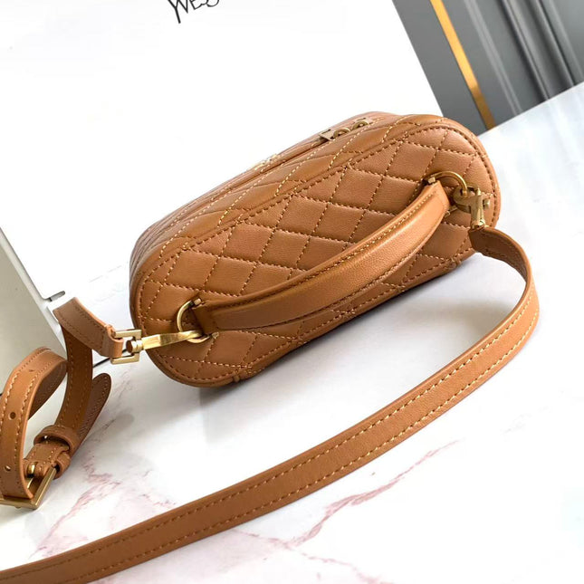 YSL 26S VANITY BAG IN TAN QUILTED LAMBSKIN LEATHER