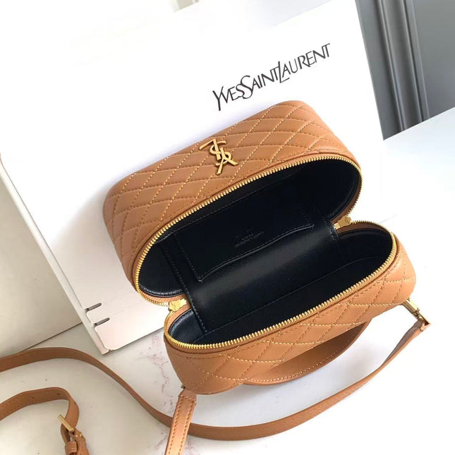 YSL 26S VANITY BAG IN TAN QUILTED LAMBSKIN LEATHER