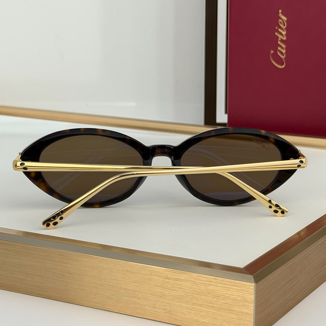 CARTIER 26S OVAL SUNGLASSES IN BROWN TORTOISE ACETATE AND GOLD METAL