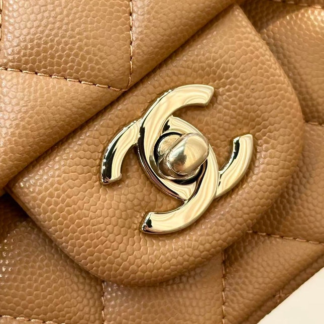 25S FLAP BAG 20 CM IN LIGHT BROWN CAVIAR GOLD HARDWARE 25626