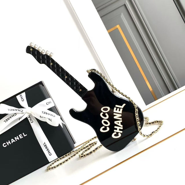 CHANEL WHITE GUITAR MINAUDIERE BAG