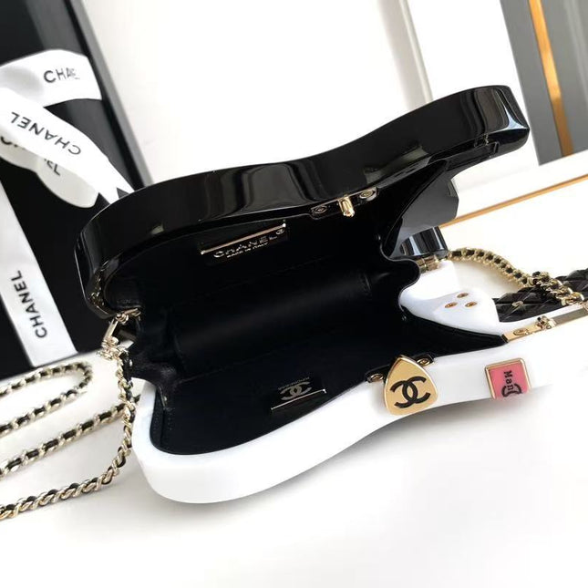 CHANEL WHITE GUITAR MINAUDIERE BAG