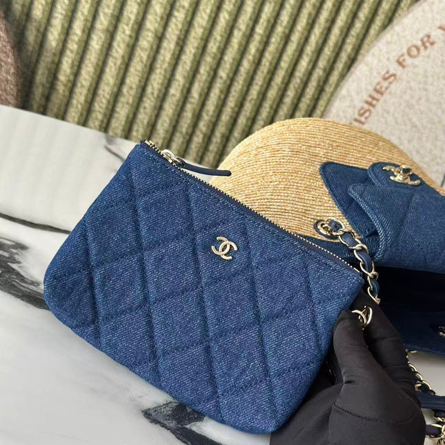 CHANEL 26S TOTE BAG IN BEIGE DENIM RAFFIA
