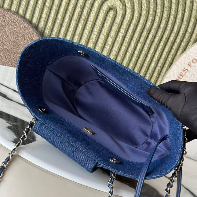 CHANEL 26S TOTE BAG IN BEIGE DENIM RAFFIA