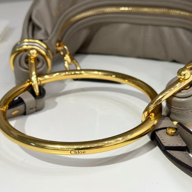 CHLOÉ S6 BRACELET HOBO BAG IN LIGHT GREY LAMBSKIN 9726