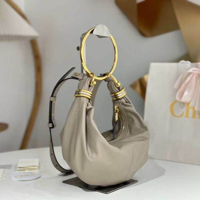 CHLOÉ S6 BRACELET HOBO BAG IN LIGHT GREY LAMBSKIN 9726