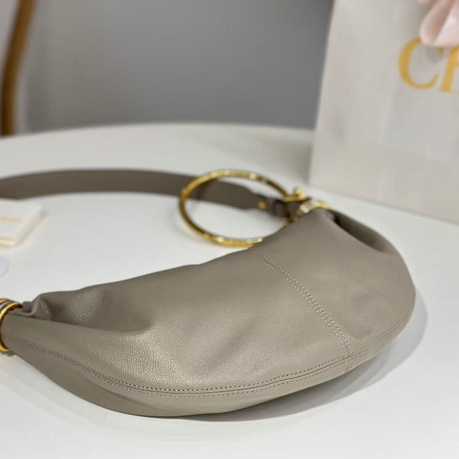 CHLOÉ S6 BRACELET HOBO BAG IN LIGHT GREY LAMBSKIN 9726