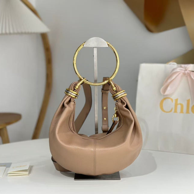 CHLOÉ S6 BRACELET HOBO BAG IN BROWN LAMBSKIN 11726